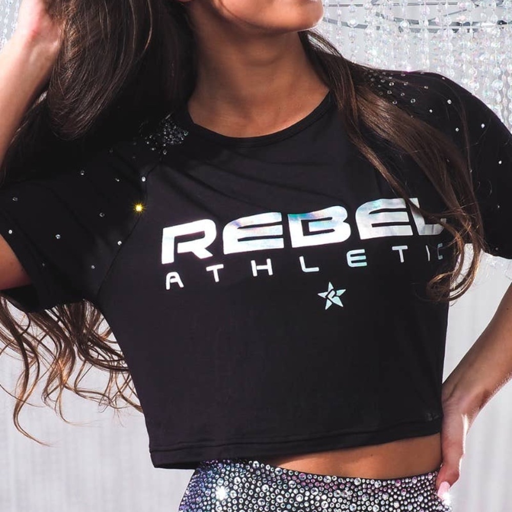 GEMMA CROPPED TEE IN BLACK CRYSTAL ELEGNANZA